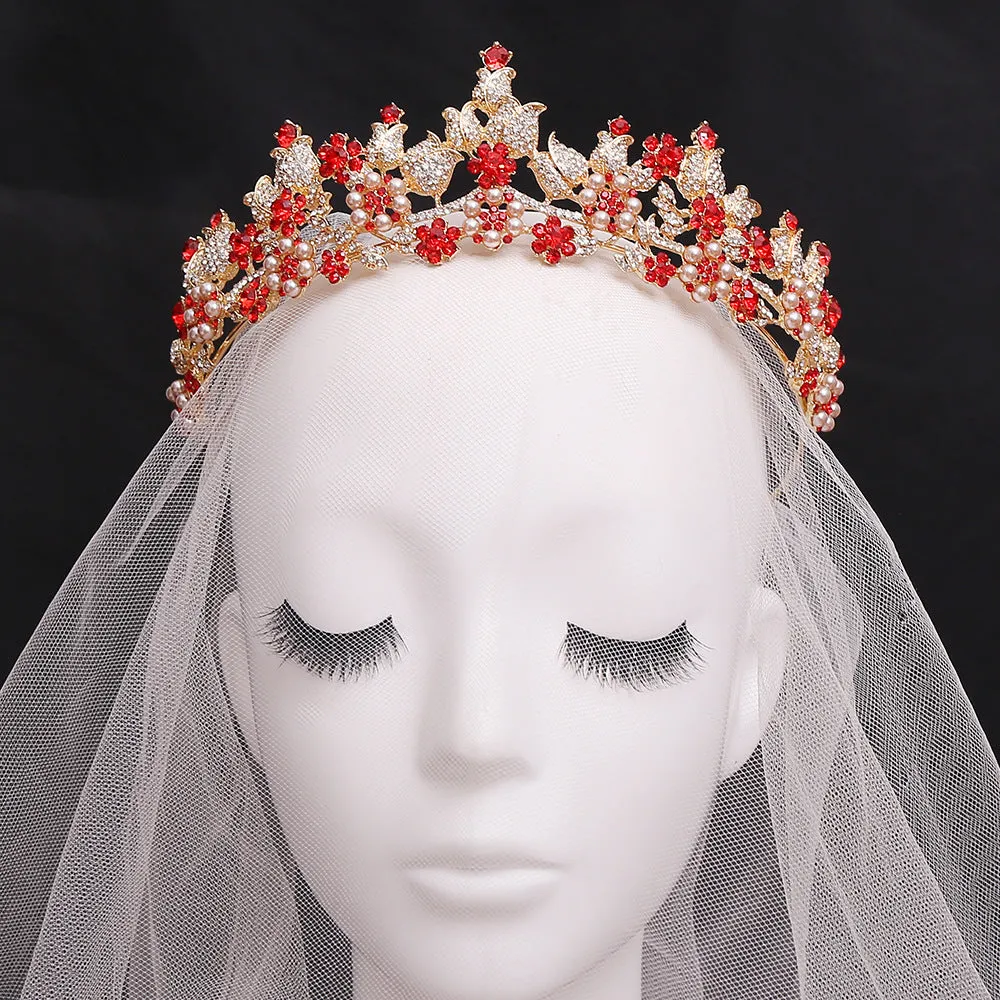 American bridal floral pearl crystal headband wedding dress accessories new bridal crown headpiece