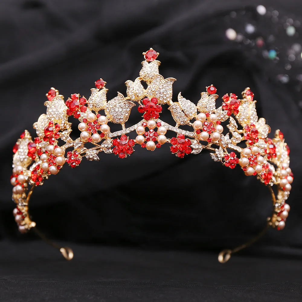 American bridal floral pearl crystal headband wedding dress accessories new bridal crown headpiece