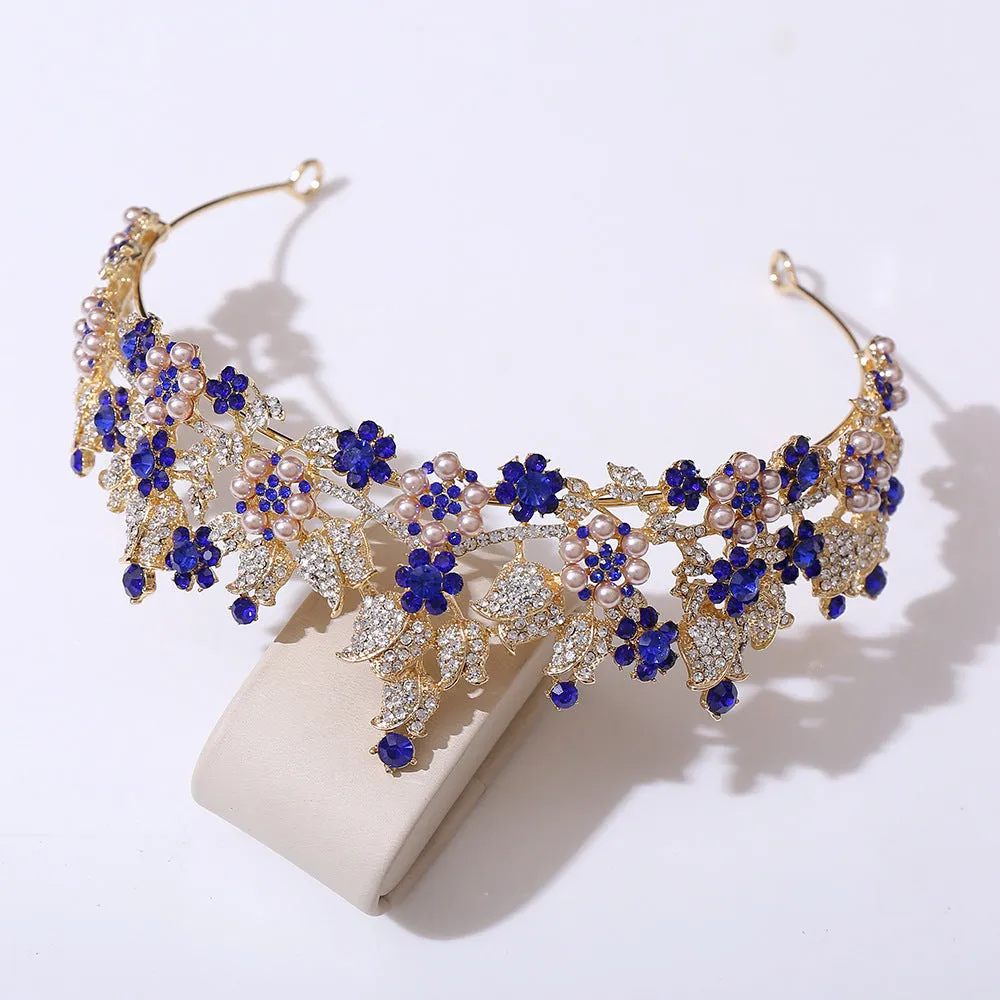 American bridal floral pearl crystal headband wedding dress accessories new bridal crown headpiece