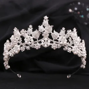American bridal floral pearl crystal headband wedding dress accessories new bridal crown headpiece