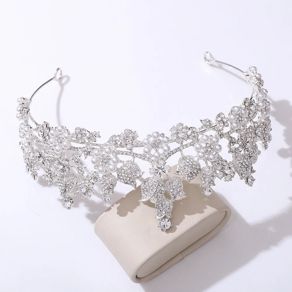 American bridal floral pearl crystal headband wedding dress accessories new bridal crown headpiece