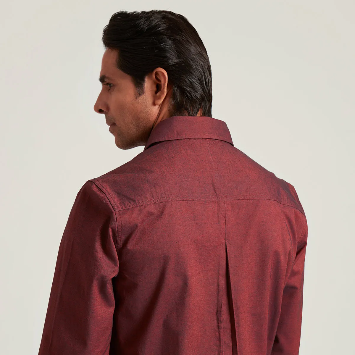 B77 Stylish Maroon Organic Cotton Men's Shirt