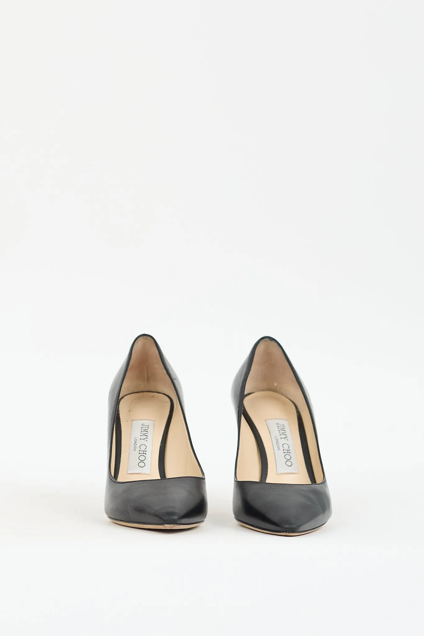 Black Leather Romy Pointed Toe Pump