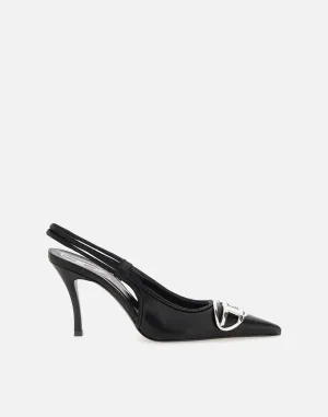 Black Nappa Leather Stiletto Decolletè