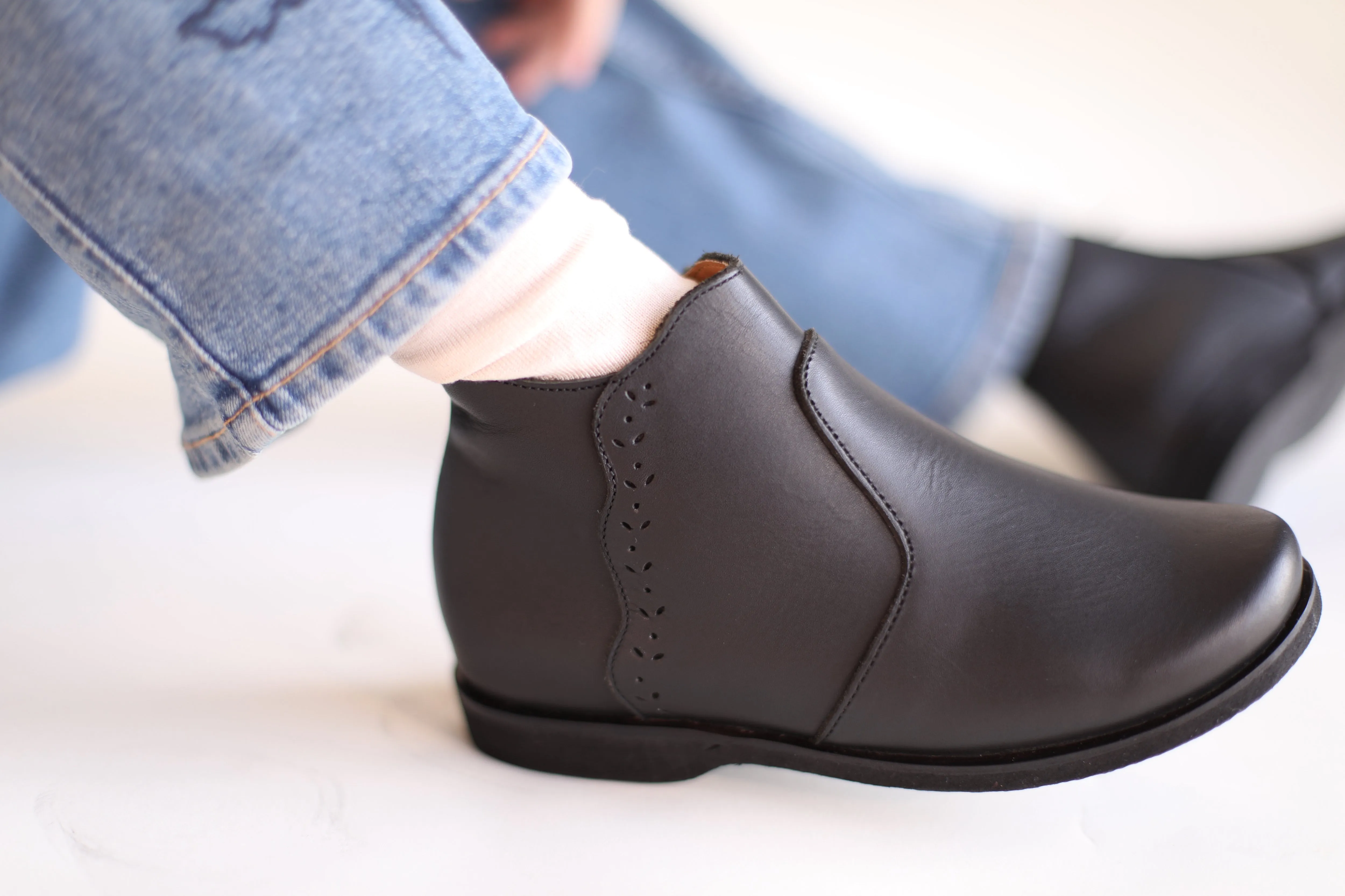 Black Ophelia {Children's Leather Boots}