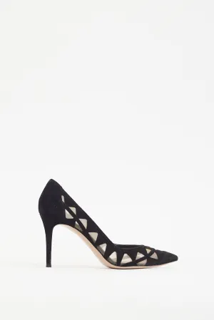 Black Suede & Mesh Maxine Pump