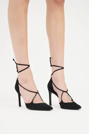 Black Suede Lace Up Pump