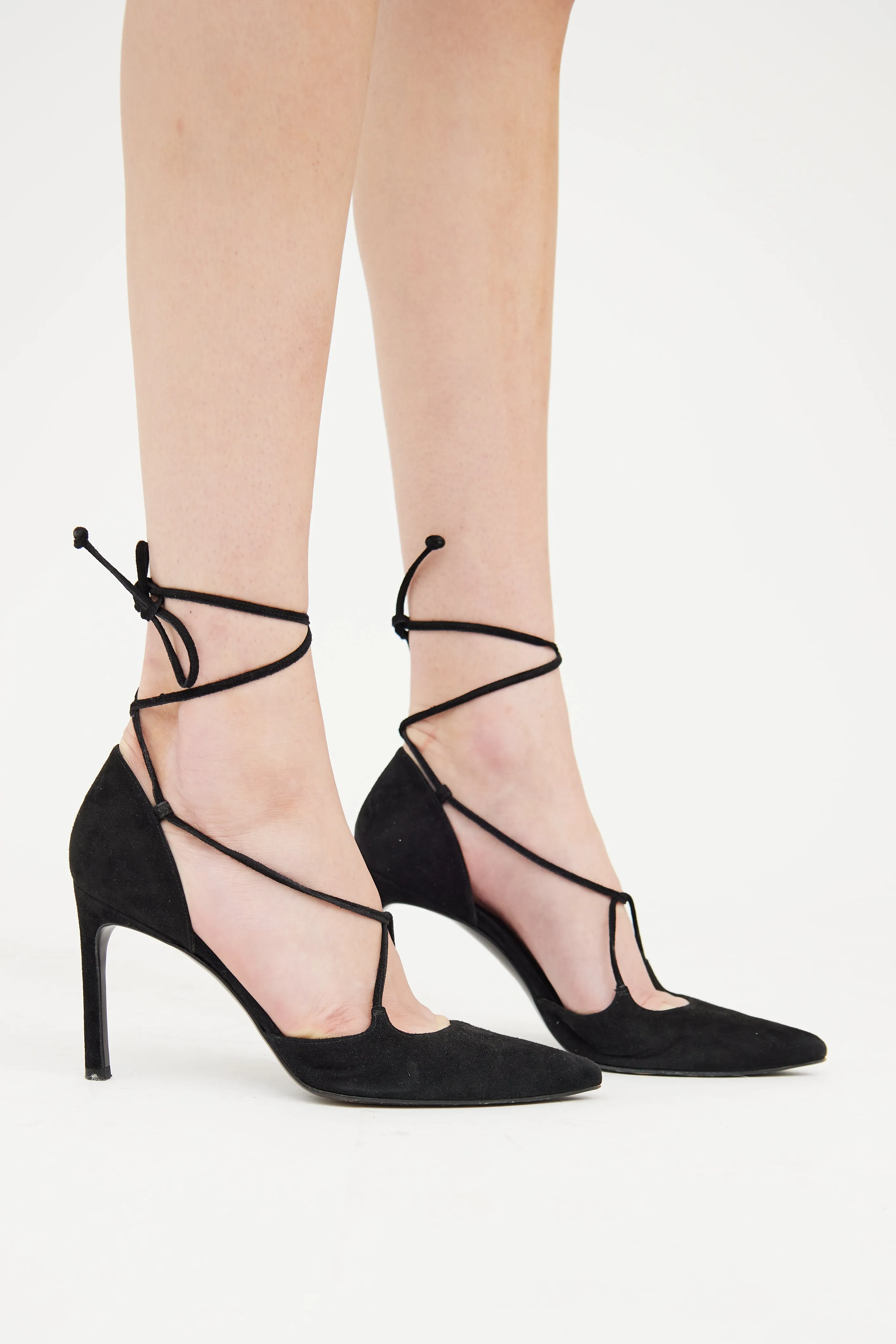 Black Suede Lace Up Pump