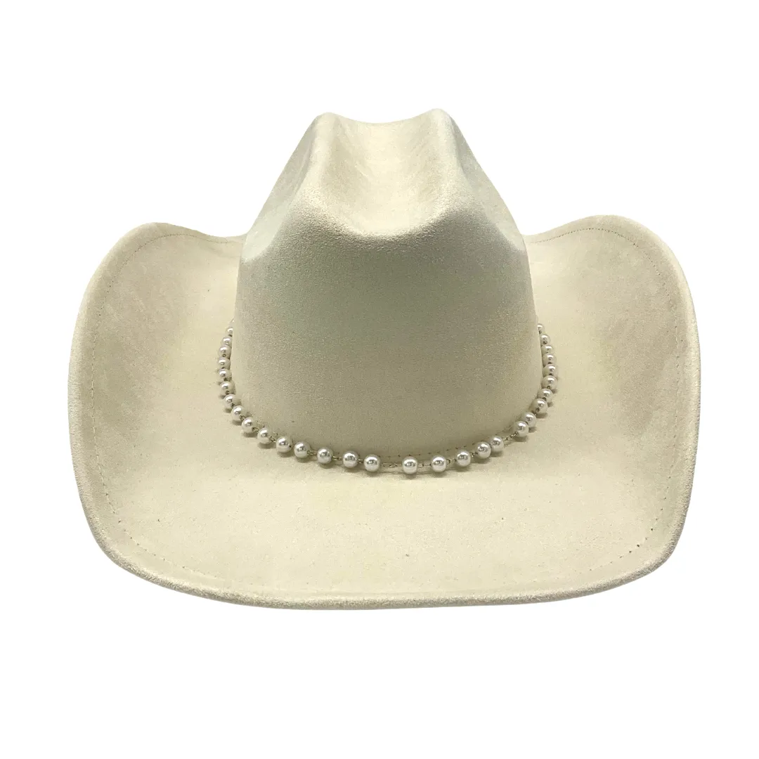 Bride Pearl & Rhinestone Cowboy Hat with Veil (Each)