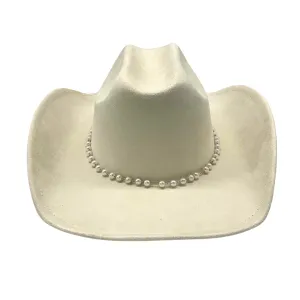 Bride Pearl & Rhinestone Cowboy Hat with Veil (Each)