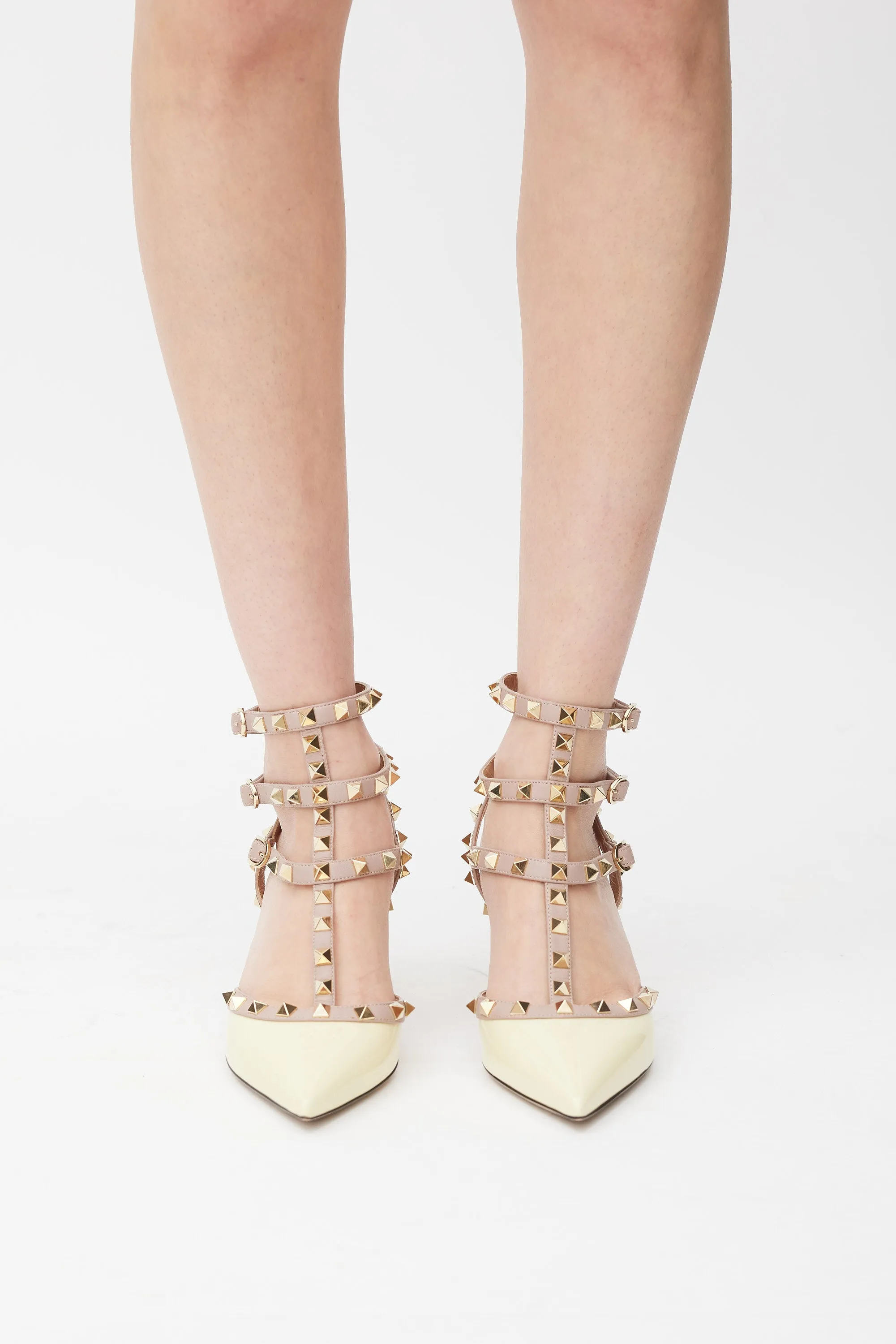 Cream & Pink Rockstud 65 Pump