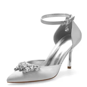 Funki Buys | Shoes | Women's Crystal Satin Wedding Stilettos