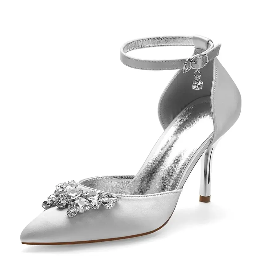 Funki Buys | Shoes | Women's Crystal Satin Wedding Stilettos
