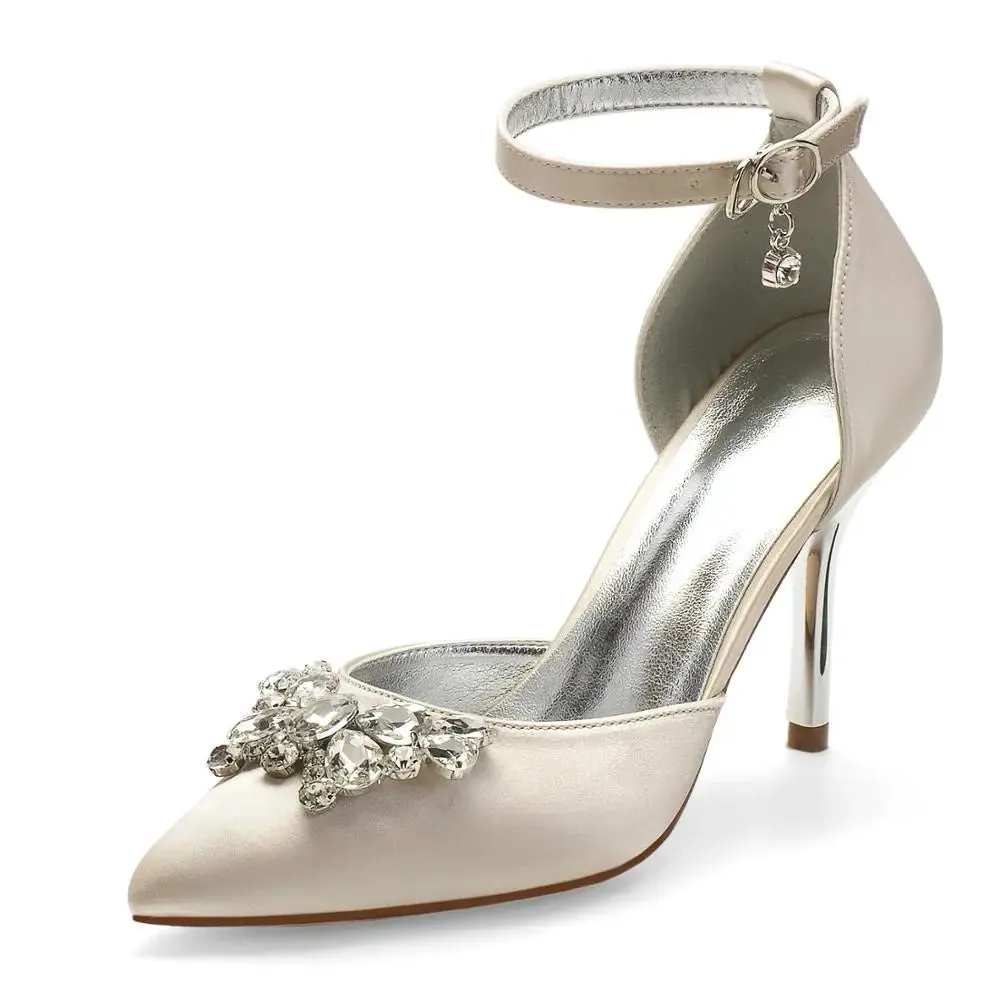Funki Buys | Shoes | Women's Crystal Satin Wedding Stilettos