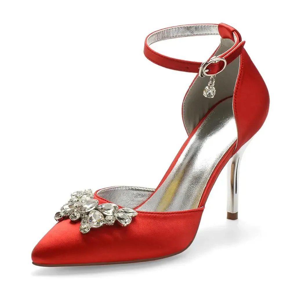 Funki Buys | Shoes | Women's Crystal Satin Wedding Stilettos