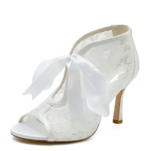 Funki Buys | Shoes | Women's Floral Lace Satin Tie Bridal Shoes