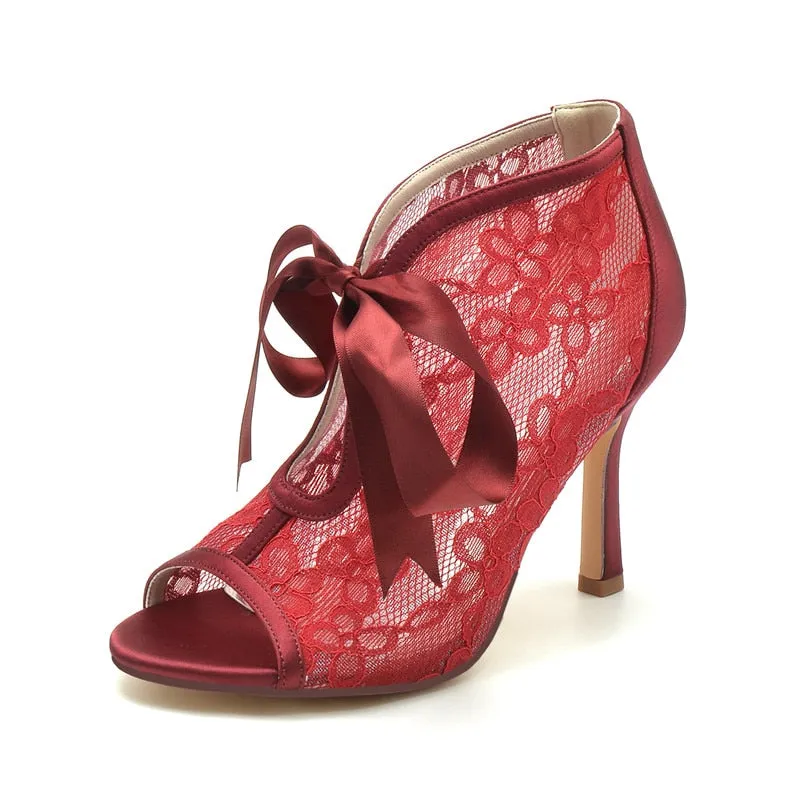 Funki Buys | Shoes | Women's Floral Lace Satin Tie Bridal Shoes