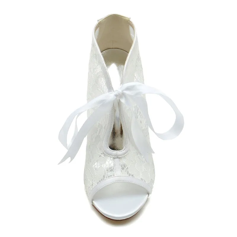 Funki Buys | Shoes | Women's Floral Lace Satin Tie Bridal Shoes
