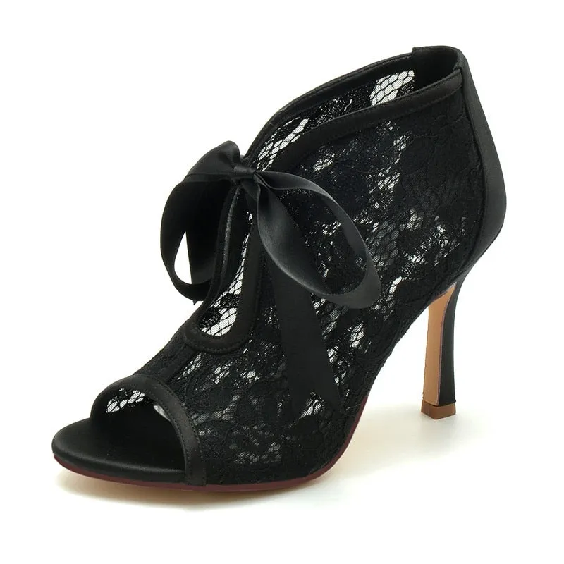 Funki Buys | Shoes | Women's Floral Lace Satin Tie Bridal Shoes