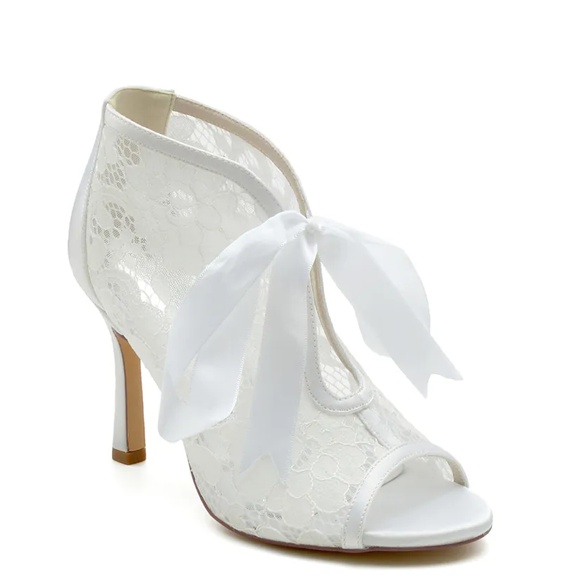Funki Buys | Shoes | Women's Floral Lace Satin Tie Bridal Shoes