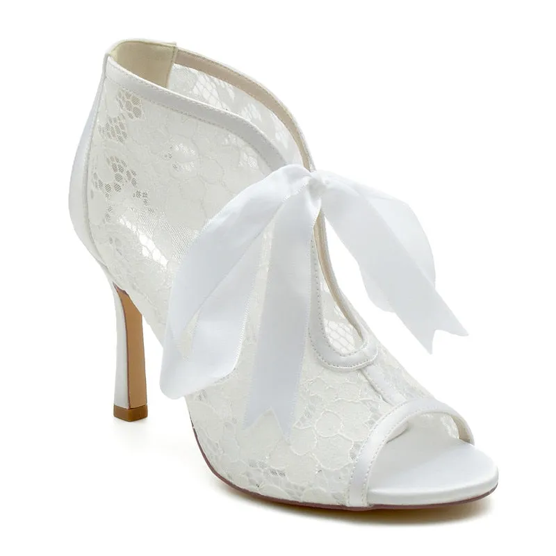 Funki Buys | Shoes | Women's Floral Lace Satin Tie Bridal Shoes