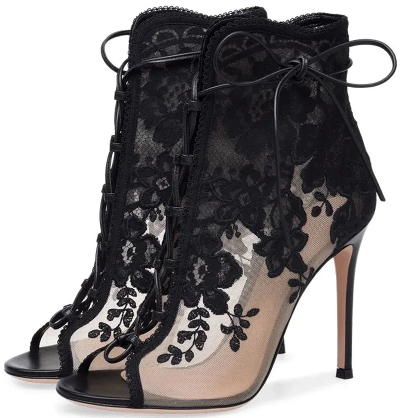 Funki Buys | Shoes | Women's Floral Lace Up Mesh Bridal Shoes