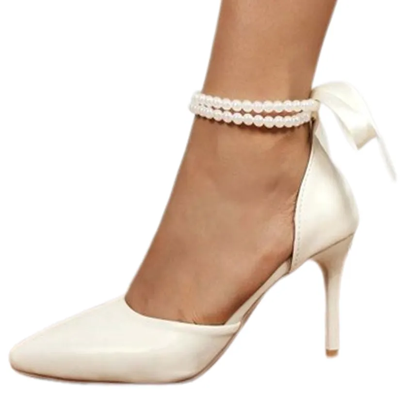 Funki Buys | Shoes | Women's Pearl and Satin Tie Bridal Shoes