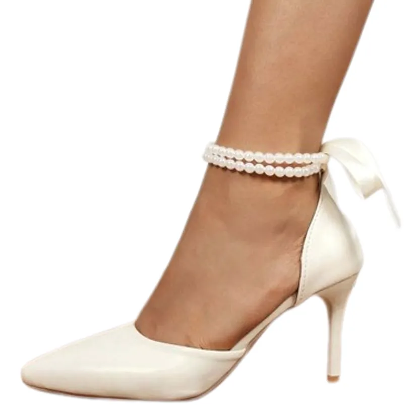 Funki Buys | Shoes | Women's Pearl and Satin Tie Bridal Shoes