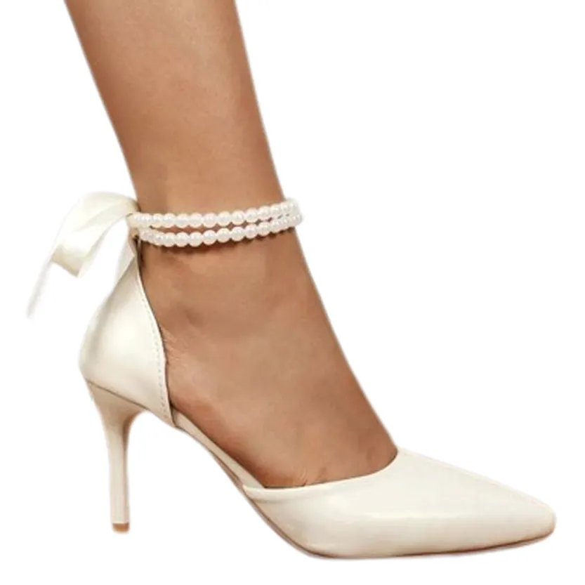 Funki Buys | Shoes | Women's Pearl and Satin Tie Bridal Shoes