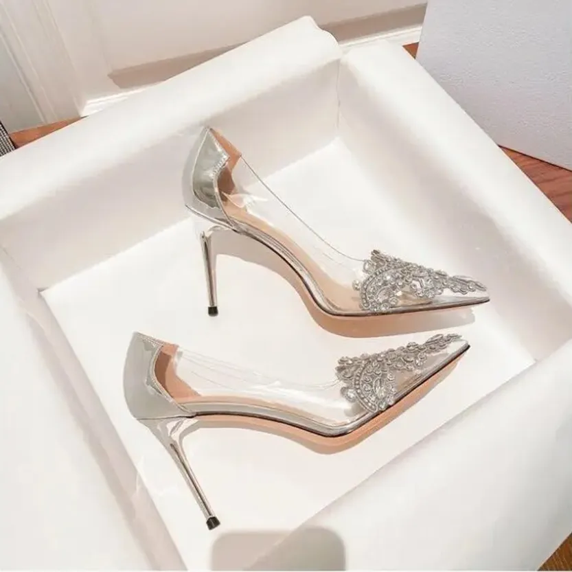 Funki Buys | Shoes | Women's Pointy Toe Clear Wedding Stiletto