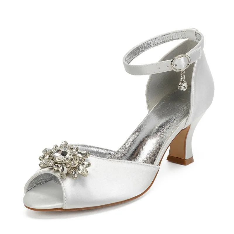 Funki Buys | Shoes | Women's Satin Crystal Wedding Sandals