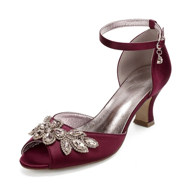 Funki Buys | Shoes | Women's Satin Crystal Wedding Sandals