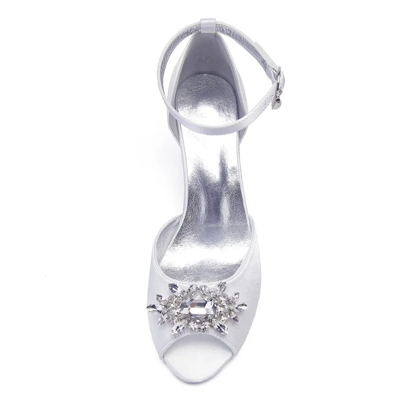 Funki Buys | Shoes | Women's Satin Crystal Wedding Sandals