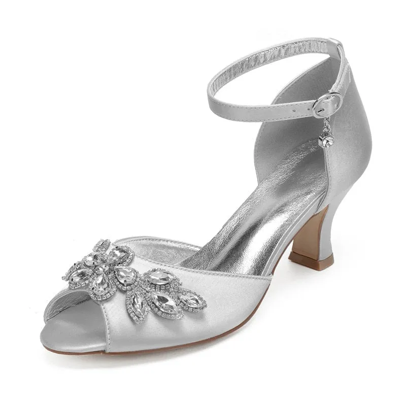 Funki Buys | Shoes | Women's Satin Crystal Wedding Sandals