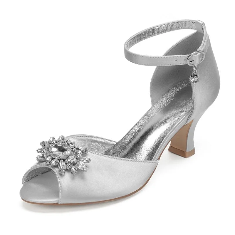 Funki Buys | Shoes | Women's Satin Crystal Wedding Sandals