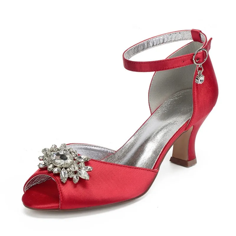 Funki Buys | Shoes | Women's Satin Crystal Wedding Sandals