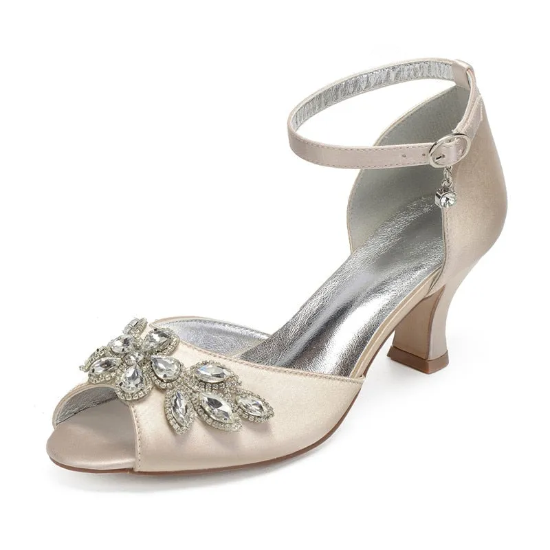 Funki Buys | Shoes | Women's Satin Crystal Wedding Sandals