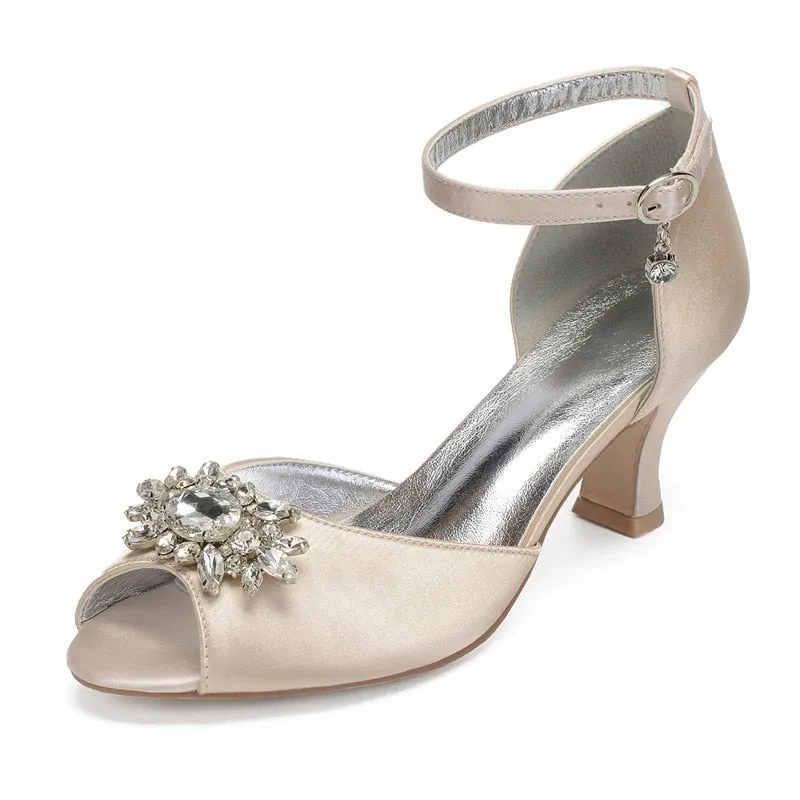 Funki Buys | Shoes | Women's Satin Crystal Wedding Sandals