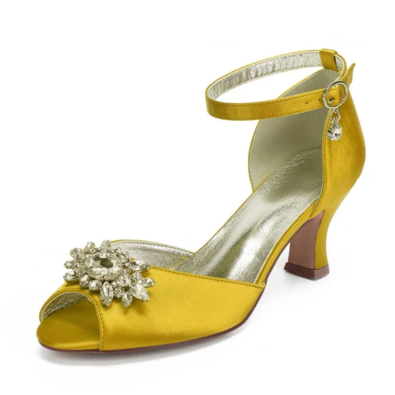 Funki Buys | Shoes | Women's Satin Crystal Wedding Sandals