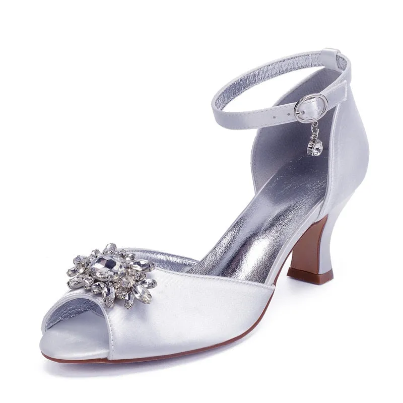 Funki Buys | Shoes | Women's Satin Crystal Wedding Sandals