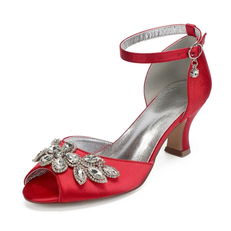 Funki Buys | Shoes | Women's Satin Crystal Wedding Sandals