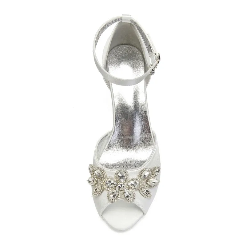 Funki Buys | Shoes | Women's Satin Crystal Wedding Sandals