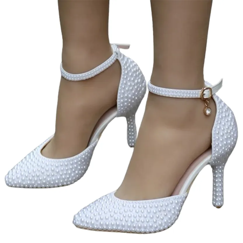 Funki Buys | Shoes | Women's White Pearl Wedding Prom Shoes