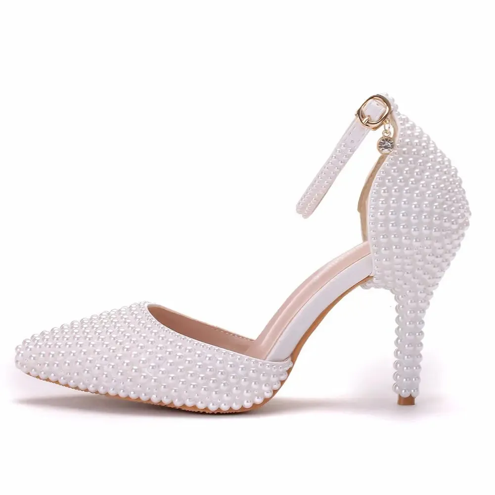 Funki Buys | Shoes | Women's White Pearl Wedding Prom Shoes