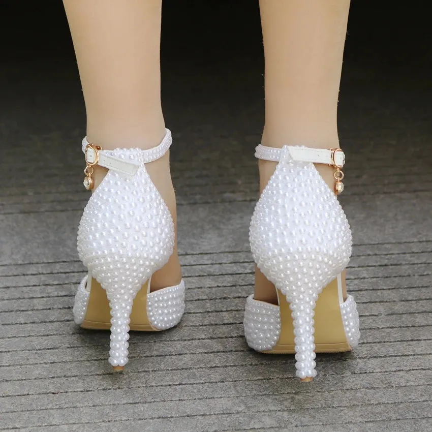 Funki Buys | Shoes | Women's White Pearl Wedding Prom Shoes