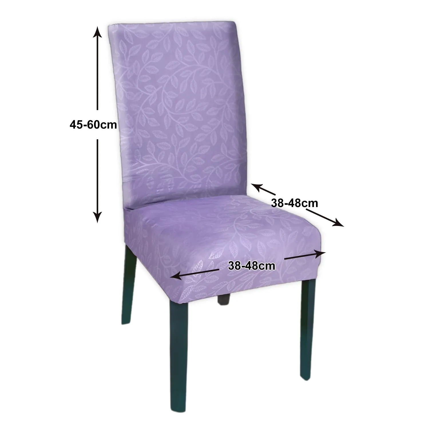 Heart Home Leaf Printed Polyester Stretchable Elastic Dining Chair Cover/Seat Slipcover/Seat Protector (Purple)-50HH0944
