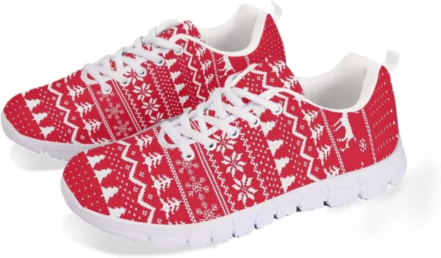 Jeiento Christmas Shoes for Women Men Road Running Shoes Fashion Sneakers Comfort Sports Walking Tennin Shoes Gifts for Boy Girl