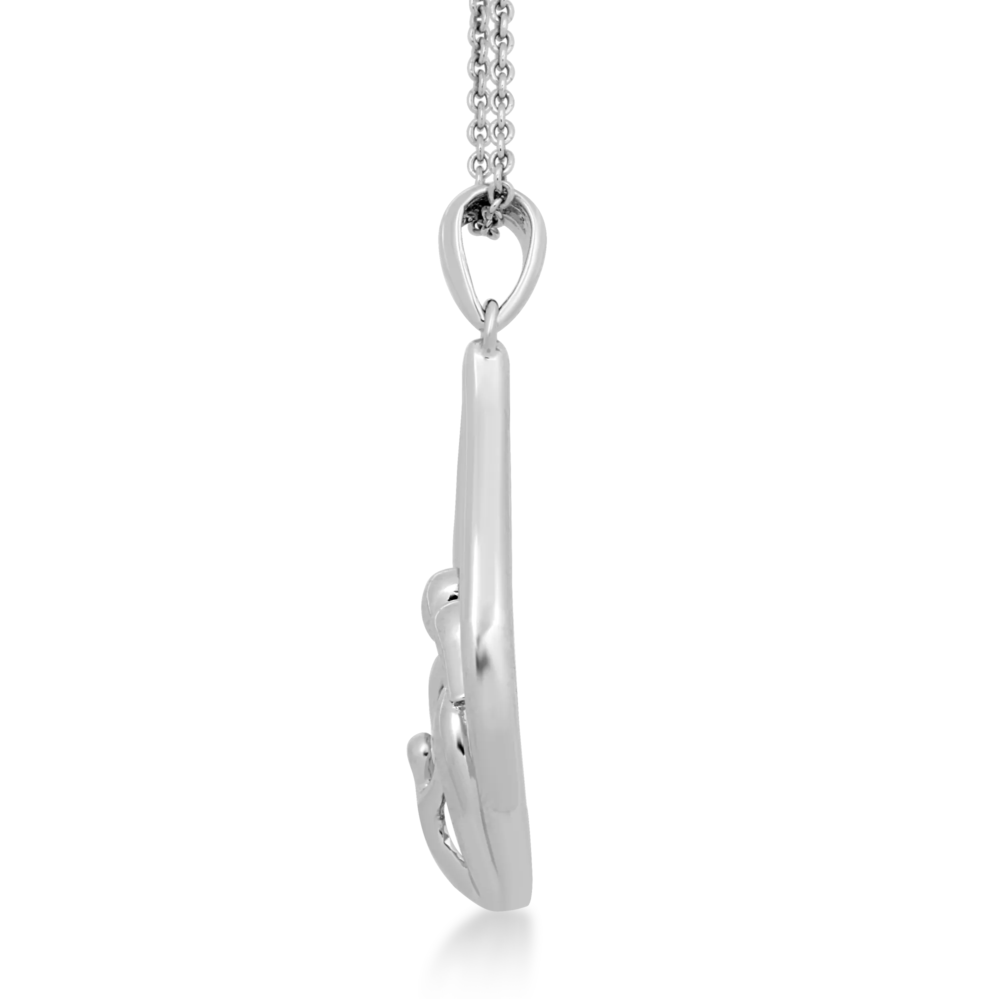 Jewelili Sterling Silver With Parent and One Child Teardrop Pendant Necklace
