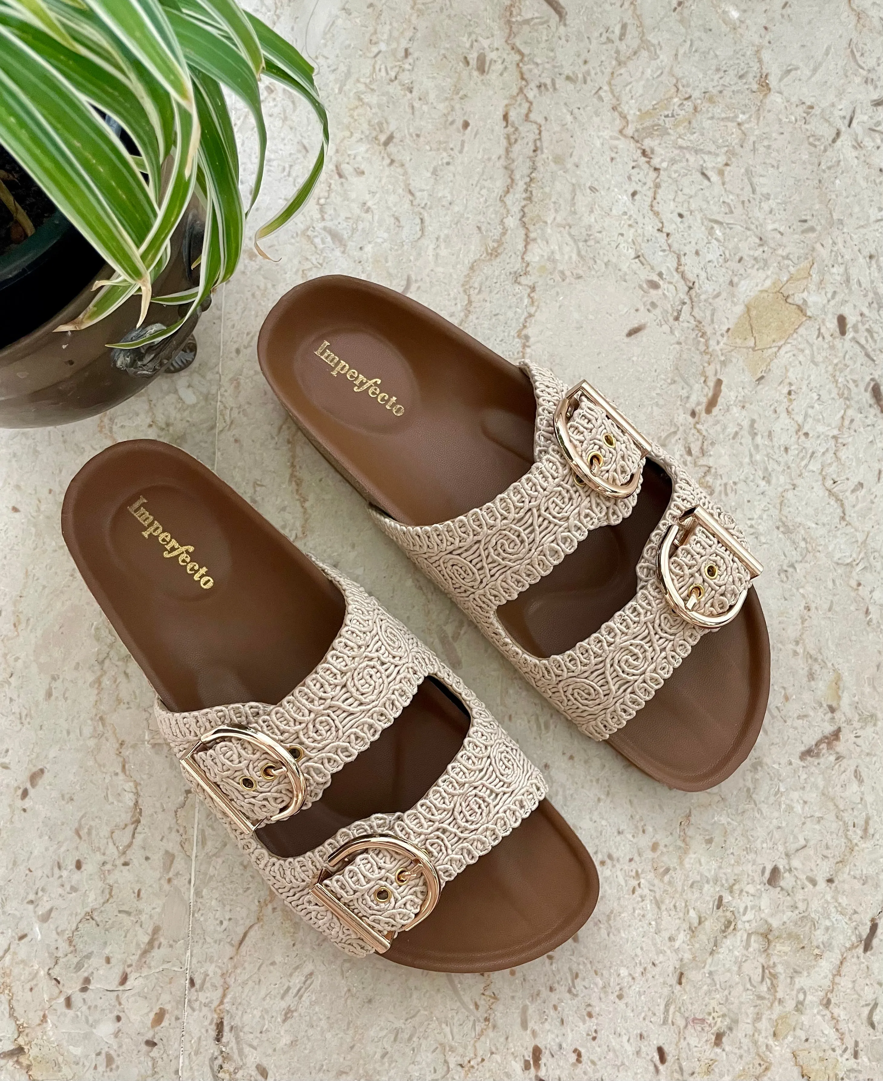 Kendal Raffia Two Strap Sliders