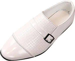 Kids Boys Slip On Leather Loafer Shoes Little Kid Big Kid School Student Shoes British Style Dress Shoes (White, 12 Little Kids)